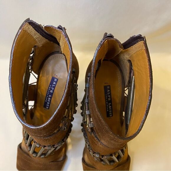 Ralph Lauren 2014 Collection Brown Suede Brass Bead Embellished Blephina Sandal - Picture 15 of 16